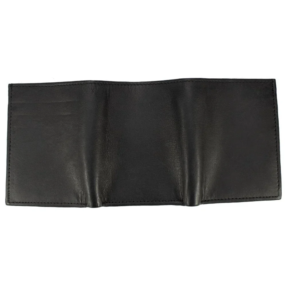 Trifold Men Black Multi Holder Zipper Pocket Leather Classic Organizer Wallet